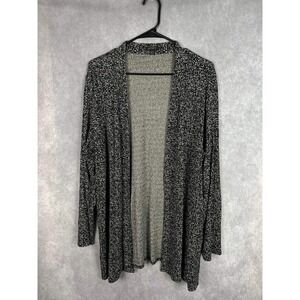 J. Jill Wearever Open Front Cardigan XL Petite Black White Marled Space Dye Knit